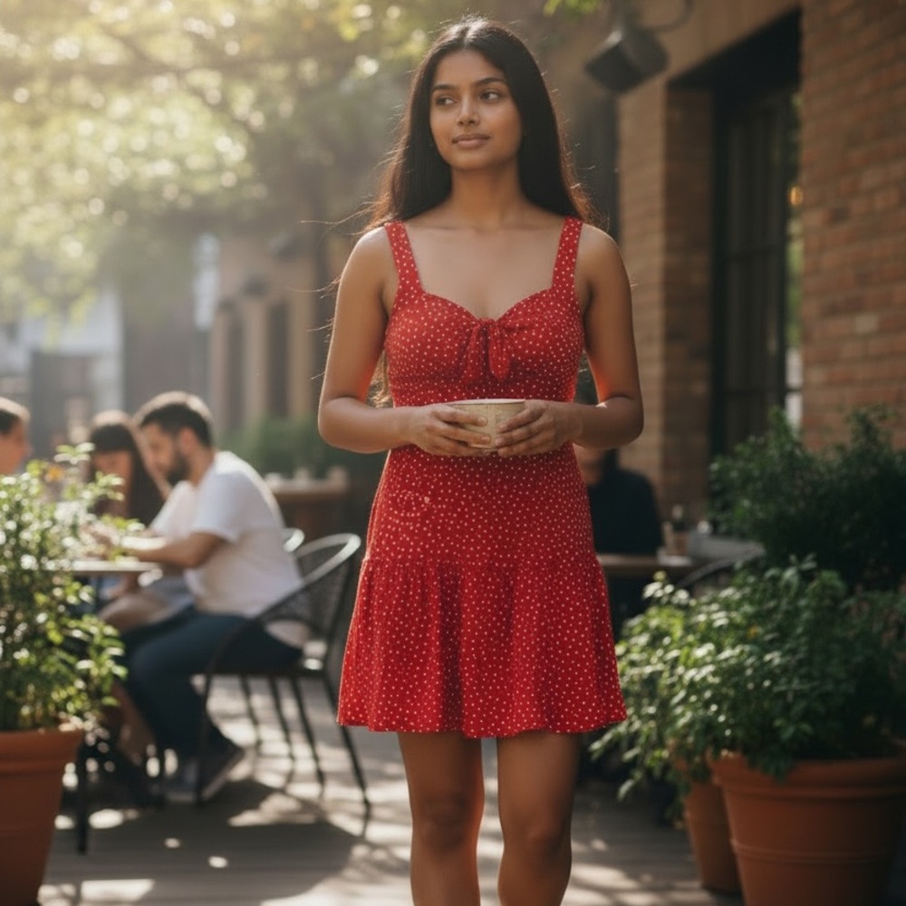wild fable Red Polka Dot Tie-Front Mini Dress